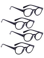 READING GLASSES 4 pack Retro Key Hole Oval Round Readers Women (Black, 4.00)