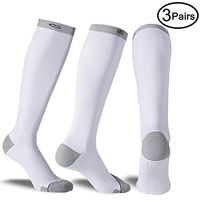 3 Pairs Compression Socks 20-30mmHg For Men and Women-Best Stockings For Running, Traveling, Shin Splints, Nurse, Athletic And Pregnancy (White, Large/X-Large)