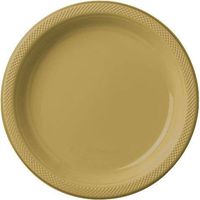 Round Plastic Plates | 20ct (7 inch, Gold Sparkle)
