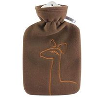 Hot Water Bottle with Cover - Hot Cold Pack Made of Burst Resistant Thermoplastic with Fleece Sleeve Helps Relieve Muscle Aches & Pains, Menstrual Cramps, Flu Symptoms (1.8 L Brown Deer Application)
