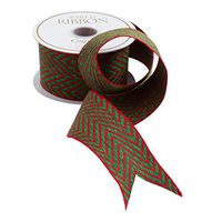 Caspari Red & Green Herringbone Ribbon - Three 24 Ft. Spools