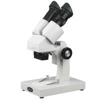 AmScope SE204-A Portable Binocular Stereo Microscope, WF10x Eyepieces, 20X Magnification, 2X Objective, LED Lighting, Reversible Black/White Stage Plate, Arm Stand