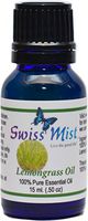 Swiss Mist - Lemongrass Essential Oil 100% Pure & Natural - UNDILUTED Therapeutic Grade - 0.50 oz Bottle - Perfect for Aromatherapy, Relaxation, Skin Therapy & More!