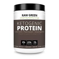 Raw Green Ketogenic Protein with Coconut Oil MCT | Nutritional Keto Shake | Low Carb High Fat || Vanilla Flavor (420grams)