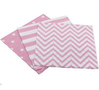 Youmewell Disposable Striped Chevron Polka Dot Pink Paper Luncheon Napkins 60 Count 13"x13"
