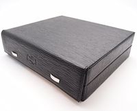 Desktop Leather Cigar Humidor - Spanish Cedar Wood - Authentic Full Grade Leather - Black