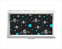 Cute Owls and Blue Stars Design Unisex Stainless Steel Cigarette Holder Case Protection Credit Business Card Storage Box Pocket/Wallet