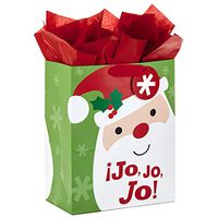 Hallmark VIDA 13" Large Spanish Christmas Gift Bag with Tissue Paper (Jo Jo Jo Santa)