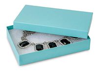 Aqua Jewelry Box with Synthetic Cotton Fill - 5.5 x 3.5 x 1