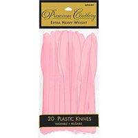 Amscan Heavyweight New Pink Plastic Knives, 20 Ct.