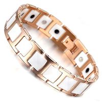 Rose Gold Tungsten Carbide Ceramic Magnetic Therapy Germanium Health Link Bracelet Men Women