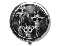 Eareeco - Cool Giraffe Design Round Pill Case/Pill Box/Pill Case/Case- Three-Compartment Pill Box/Pill Case