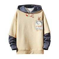 Lataw Men's Hooded Casual Leisure Fashion Patchwork Pullover Long Sleeves Autumn Sweatshirt Tops Blouses