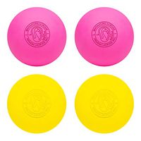 Signature Lacrosse Ball Set - Massage Balls, Myofascial Release Tools, Back Roller, Muscle Knot Remover, Firm Rubber -Scientifically Designed for Durability (Yellow/Pink, 4 Balls)