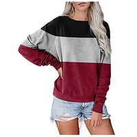 HIRIRI Womens Crewneck Long Sleeve Casual Solid Tops Blouses Fall T-Shirts Pullovers Sweatshirt Raglan Shirt Wine