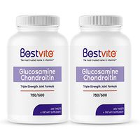 Glucosamine & Chondroitin Sulfate 750/600 Triple Strength (500 Tablets) (250 x 2) - Joint Support - No Stearates - Gluten Free