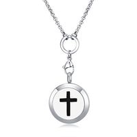 Mesinya (1'' )Essential Oil Diffuser Necklace Aroma Hypo-Allergenic Magnetic Locket Pendant With 20'' Chain&Pads (Cross)