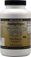 Healthy Origins Vitamin D3, 5000 IU, 540 Soft Gels (Pack of 1)