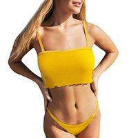 Women Two Piece Push Up Printed Bikini Beach Bathing Monokini Swimsuit Swimwear Yellow