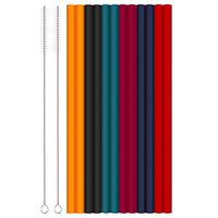 12 Pcs Eco Friendly Silicone Straws with 2 cleaning Brushes,Reusable Silicone Drinking Straws,for 30oz and 20oz Tumblers, Rtic,Yeti, Ozark, (Pure Multicolor, Opaque, 10 inches)