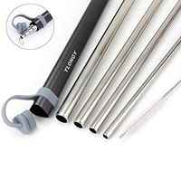 Reusable Portable Drinking Metal Straw, YLONGY Stainless Steel Straw with Travel Case 8.5” 4 Pack Straws