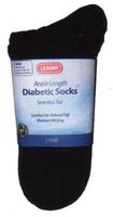 Leader Diabetic Sock Crew Black Medium - 1 Pair
