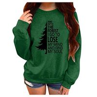 HNTDG Women's Autumn Winter Letter Printing Round Neck Long Sleeve Plus Velvet Sweatshirt Blouse Green