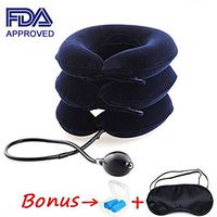 Cervical Neck Traction Device FDA Approved, MHKBD® Inflatable Adjustable Neck Stretcher Collar Traction Pillow, Relief for Neck Shoulder Back Pain Alleviate Spine Compression Pinched Nerve, Blue