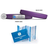 MedicBand Medical Alert ID Bracelet - Purple (lg). Free Engraving. 8 Vibrant Colors! Free Shipping.