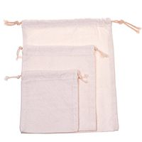 BCP Set of 3pcs Natural White Color Canvas Drawstring Bag Pouch