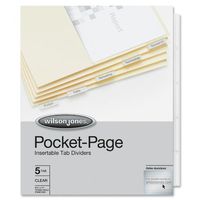 Wilson Jones Pocket Pages, 1 Pocket on Each Side of Divider, 5-Tab Set, Clear Tabs (W53151)