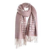 Theoylos Women's Scarf Large Soft Cashmere Shawl Ladies Plaid Stitching Sided Scarf Tassel Lightweight Shawls Wraps Pink