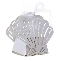 Tinksky Wedding Birthday Party Favor Candy Gift Boxes Bomboniere Gags Laser Cut Sea Shells Beach Themed,Pack of 50 (White)