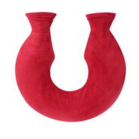 OLizee® 1.6L U-Shaped Neck PVC Odour Free Hot Water Bag with Fleece Cover and Clamp(Red)