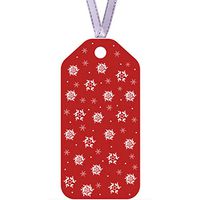 100ct Vintage Red Snowflake Gift Tags with Silver Ribbon for Christmas