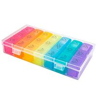 Pill Box 7 Day, Weekly Pill Organizer 3 Times A Day, Including 7 Individual Daily Pill Cases, Portable Travel Medicine Organizer for Holding Medication/Vitamin/Fish Oil/Supplements, BPA Free