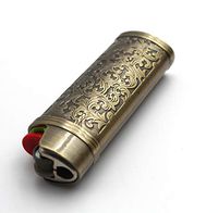 Lucklybestseller Metal Lighter Case Cover Holder Vintage Floral Stamped for BIC Full Size Lighter J6 (Brozne)