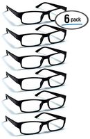 6 Pack Reading Glasses by BOOST EYEWEAR, Traditional Black Frames, for Men and Women, with Comfort Spring Loaded Hinges, Black, 6 Pairs (+2.25)
