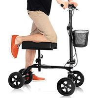 ZBYL Folding Knee Scooter Walker for Foot Injuries Ankles Surgery, with Orthopedic Seat Pad Brake System and Storage Bag, Walking Aid Heavy Duty Disabled Crutches Alternative