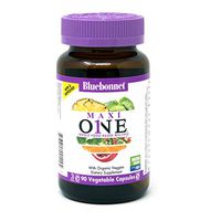 Bluebonnet Nutrition Maxi One (With Iron), Whole Food Multiple, Enzymes, Energy, Vitality, Gluten-Free, Kosher, Dairy-Free, Vegetarian Friendly, Soy-Free, Non-GMO, 90 Vegetable Capsule, 3 Month Supply