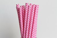 Hot Pink Chevron Paper Straws (50)
