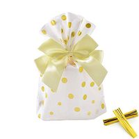 We Moment Gold Polka Dot Clear Cello Bags Candy Plastic Favor cellophane Treat Bags,Pack of 50