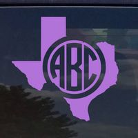 Texas Custom Circle Monogram Initials Vinyl Decal Sticker Cars YETI Cup Laptop (5"x5", Lavender)