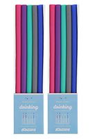 Just Bright Reusable Drinking Straws, 10 Colorful Straws - Flexible Silicone Straws For Drinks & Smoothies - Fits 20 oz & 30 oz Tumblers, Bottles, Glasses & More - Reusable Straws Reduce Plastic Waste