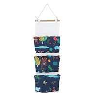 Wall Door Closet Hanging Storage Bag Organizer,Cartoon Cotton Linen Multi Pockets Wall Door Hanging Bag Storage Closet(#3)
