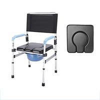 Toilet Stainless Steel Commodes- Mobile Toilet Chair - Toilet Chair with Padded Seat and Back -Senior Gift Ideas for The Disabled