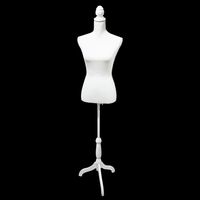 Female Dress Form Mannequin Torso Body with Adjustable Tripod Stand for Dress Display (All White)