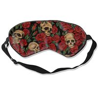 Kwhy Sleep Mask Skull and Roses Printed Sleep Eye Masks Blackout Adjustable Head Strap Night Blindfold for Women Men Night Sleeping, Travel, Nap