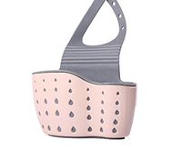 Hanging Sponge Holder Sink Rack Kitchen Brush Organizer Bathroom Soap Storage Basket (Pink)