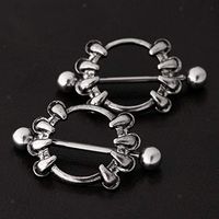 1 Pair 316L Stainless Steel Retro Crystal Dangle Nipple Piercing Rings Bar 14G Beauty For gift Womans Party Accessory Trendy Women Elegant | Color - Style 6